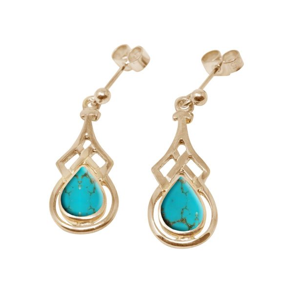 Gold Turquoise Drop Earrings