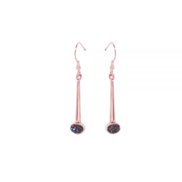 Rose Gold Blue Goldstone Drop Earrings