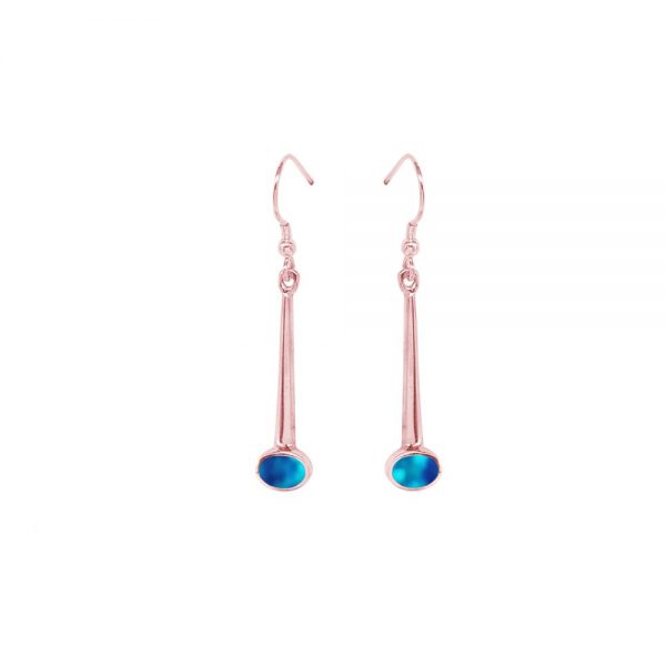 Rose Gold Opalite Cobalt Blue Drop Earrings