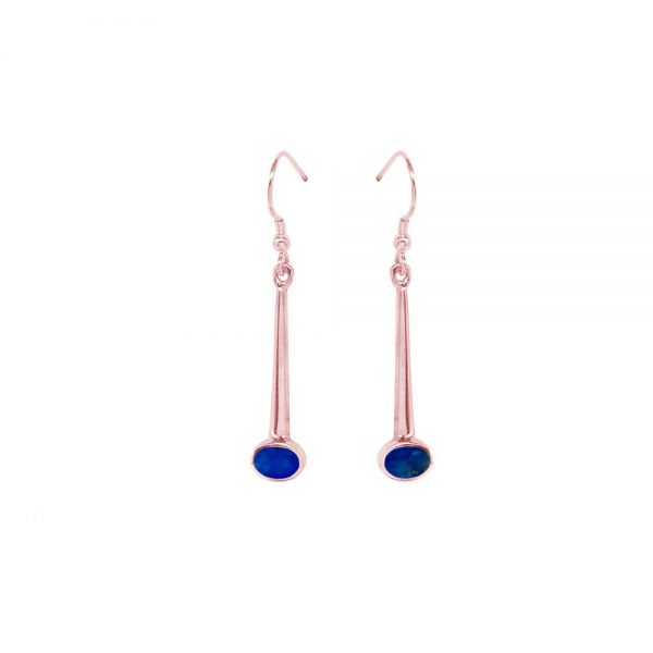 Rose Gold Lapis Drop Earrings