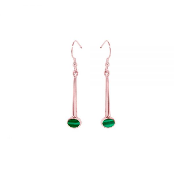 Rose Gold Malachite Drop Earrings