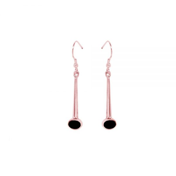 Rose Gold Whitby Jet Drop Earrings