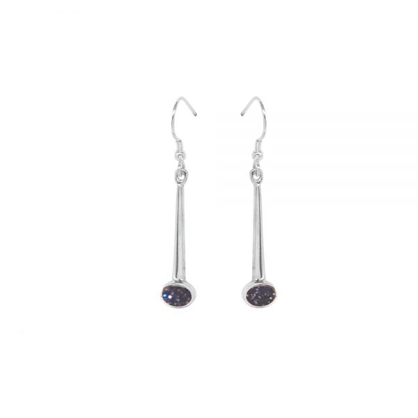 Silver Blue Goldstone Drop Earrings