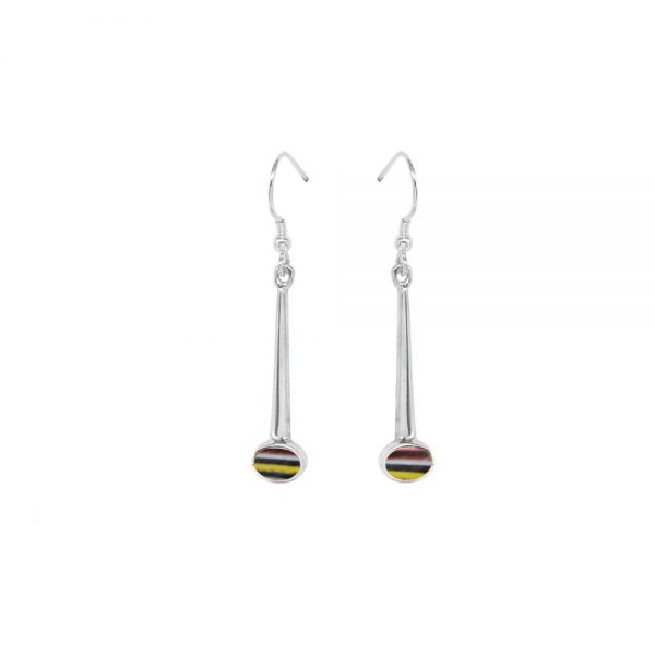 Silver Fordite Drop Earrings