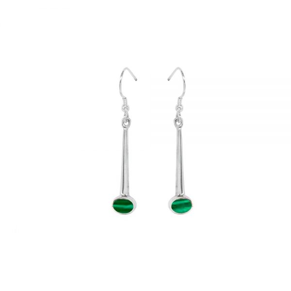 Silver Malachite Drop Earrings