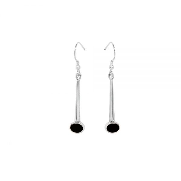 Silver Whitby Jet Drop Earrings