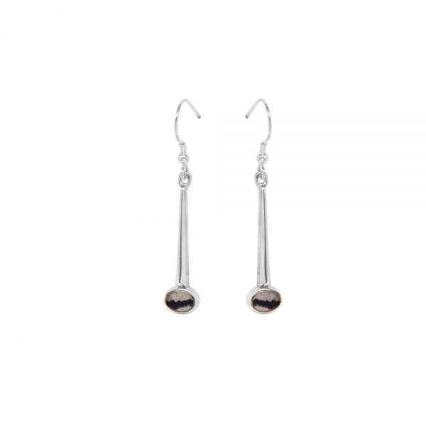 White Gold Blue John Drop Earrings