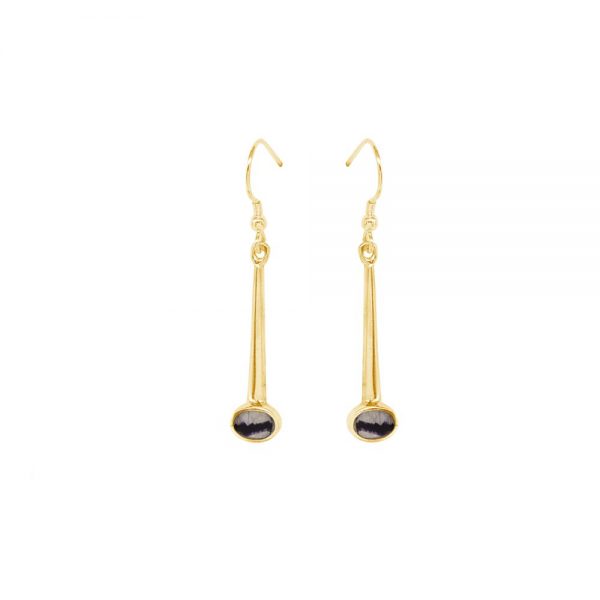 Yellow Gold Blue John Drop Earrings