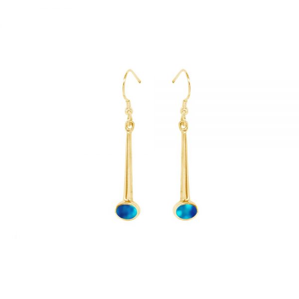 Yellow Gold Opalite Cobalt Blue Drop Earrings