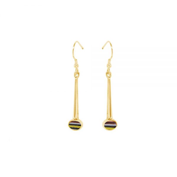 Yellow Gold Fordite Drop Earrings