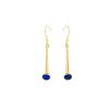Yellow Gold Lapis Drop Earrings