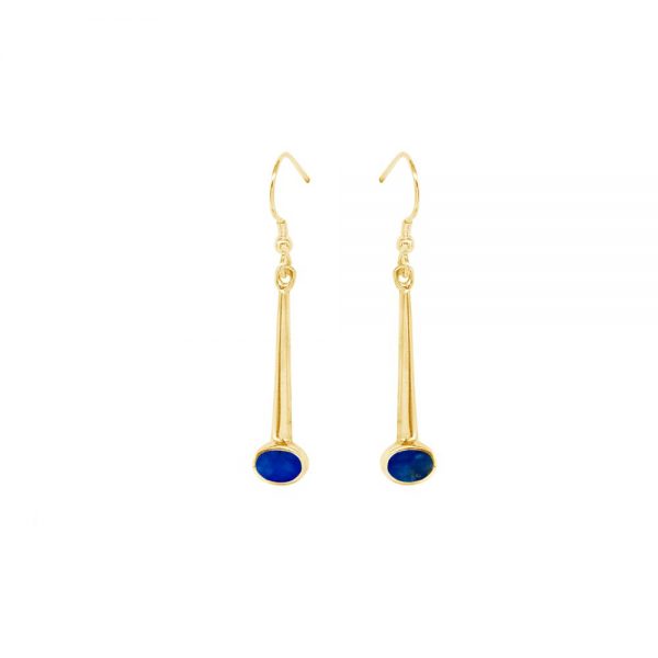 Yellow Gold Lapis Drop Earrings