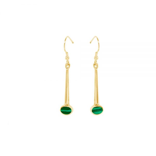 Yellow Gold Malachite Drop Earrings