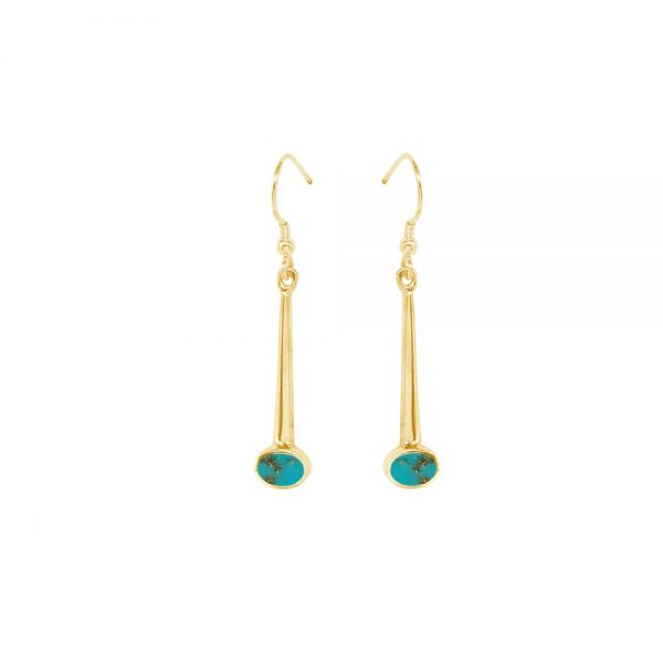 Yellow Gold Turquoise Drop Earrings