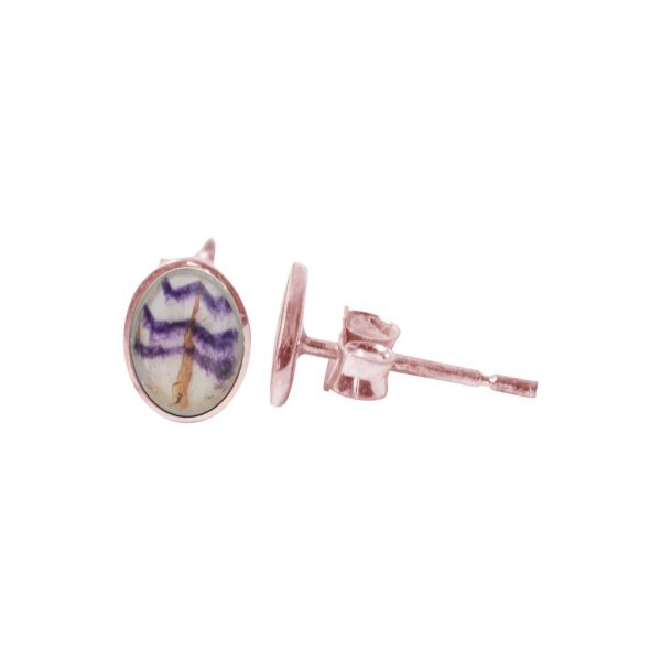 Rose Gold Blue John Oval Stud Earrings