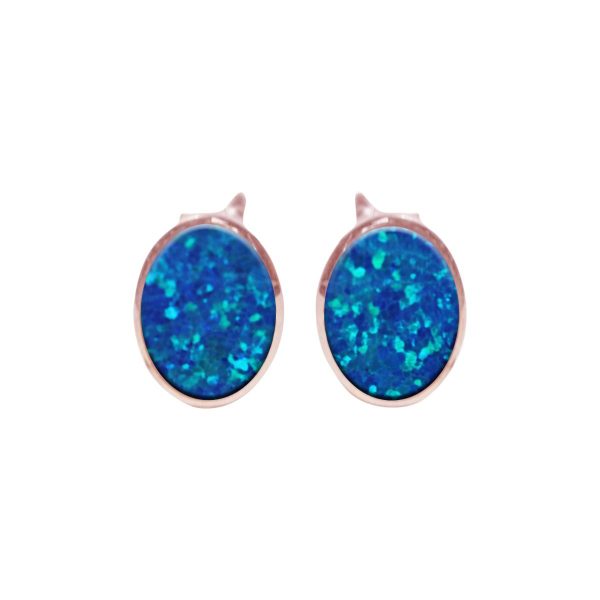 Rose Gold Cobalt Blue Oval Studs