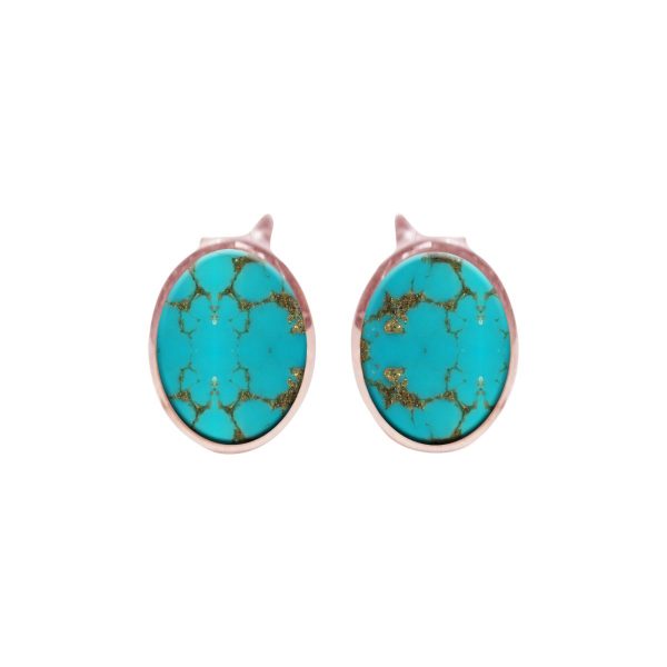 Rose Gold Turquoise Oval Studs