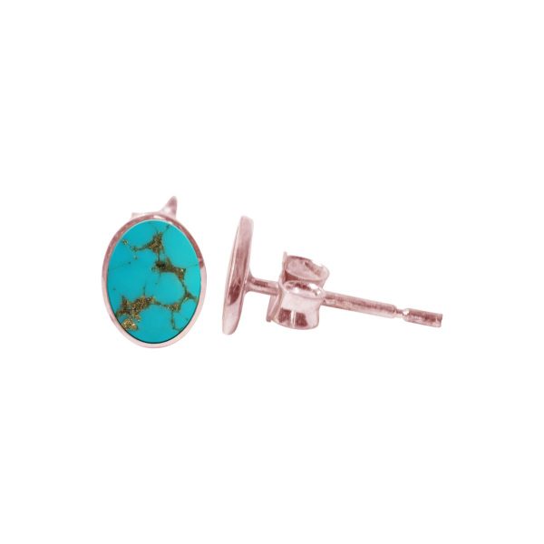 Rose Gold Turquoise Oval Studs