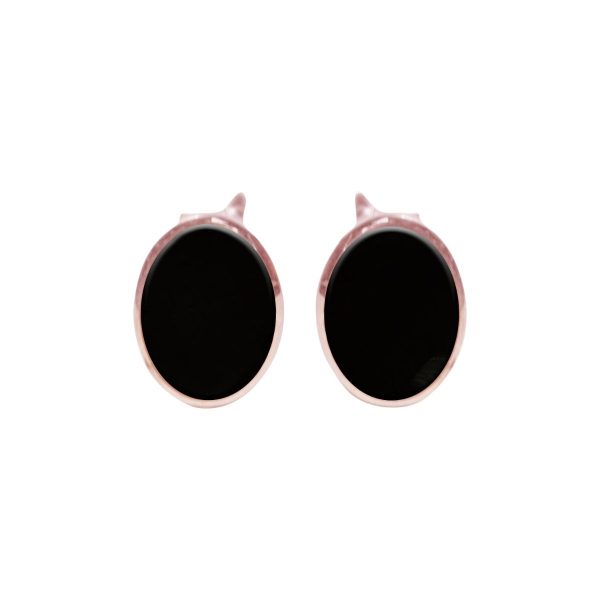 Rose Gold Whitby Jet Oval Stud Earrings