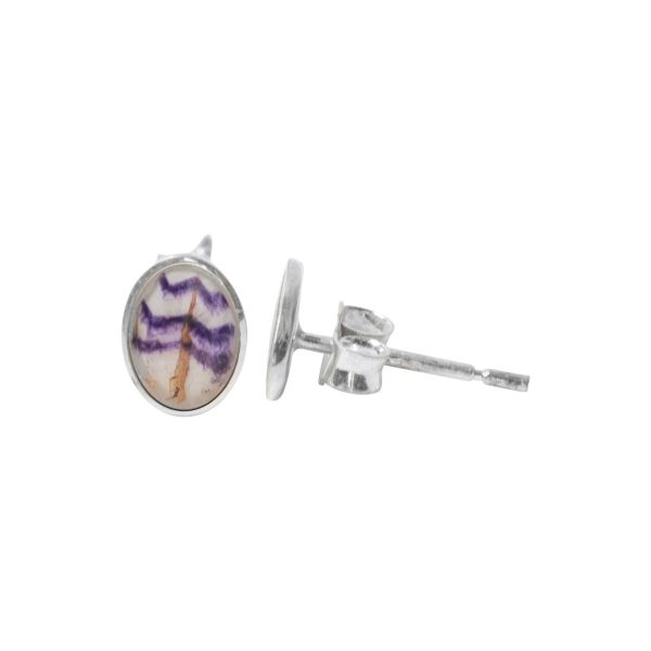 Silver Blue John Oval Stud Earrings