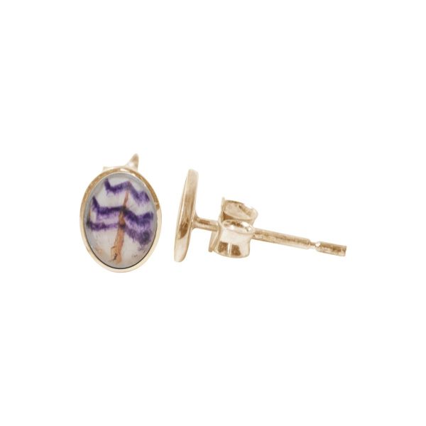 Gold Oval Blue John Studs