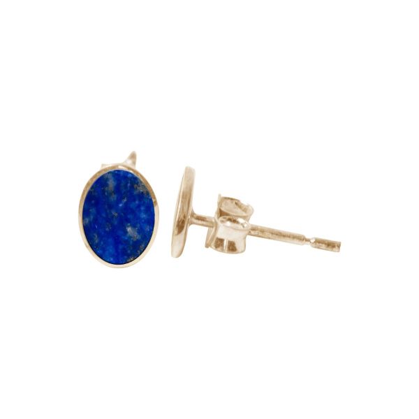 Gold Lapis Oval Studs