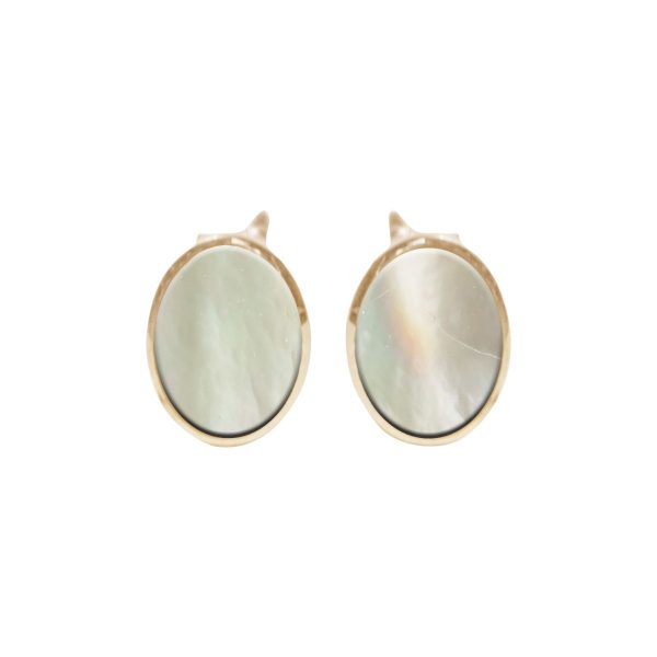 Gold Mother of Pearl Oval Studs