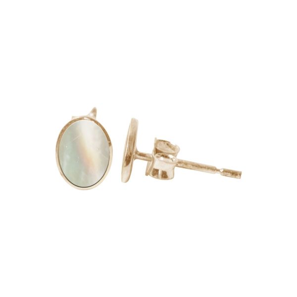 Gold Mother of Pearl Oval Studs