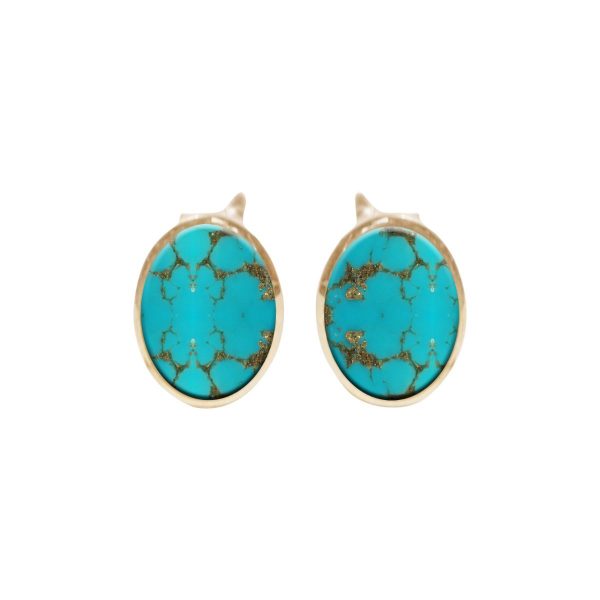 Gold Turquoise Oval Studs