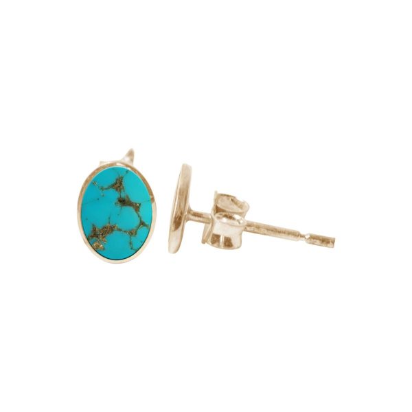 Gold Turquoise Oval Studs