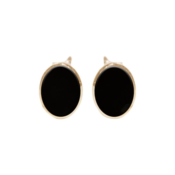 Gold Whitby Jet Oval Studs