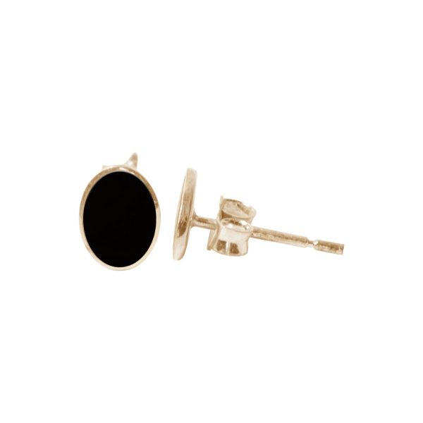 Gold Whitby Jet Oval Studs