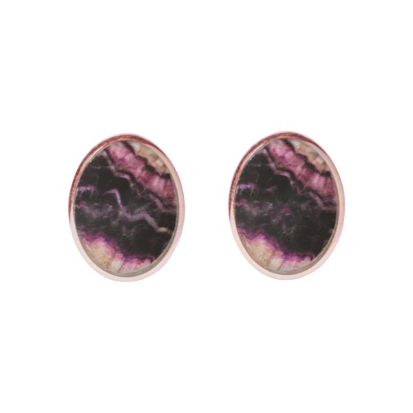 Rose Gold Blue John Oval Stud Earrings