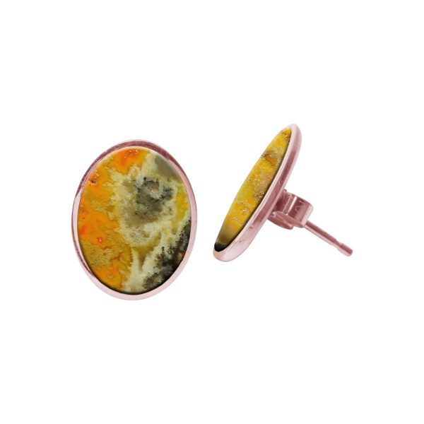 Rose Gold Bumblebee Oval Stud Earrings