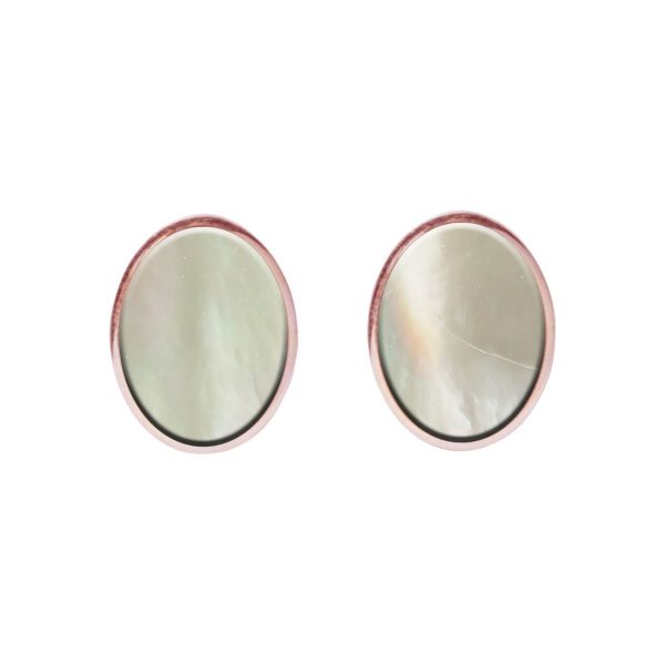 Rose Gold Mother of Pearl Oval Stud Earrings