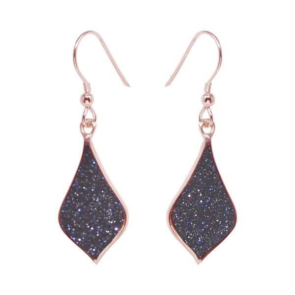 Rose Gold Blue Goldstone Drop Earrings