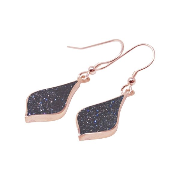 Rose Gold Blue Goldstone Drop Earrings