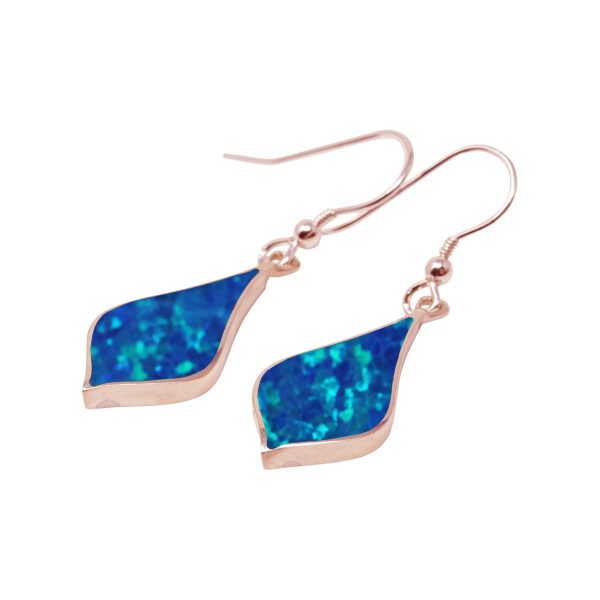 Rose Gold Opalite Cobalt Blue Drop Earrings