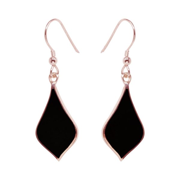 Rose Gold Whitby Jet Drop Earrings