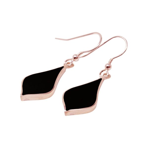 Rose Gold Whitby Jet Drop Earrings