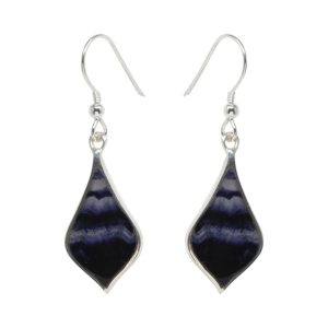 Silver Modern Blue John Drop Earrings