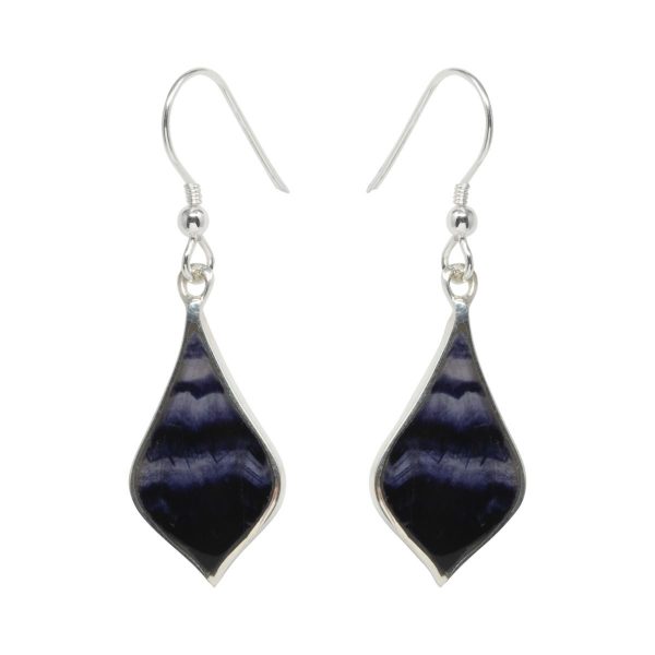 Silver Modern Blue John Drop Earrings