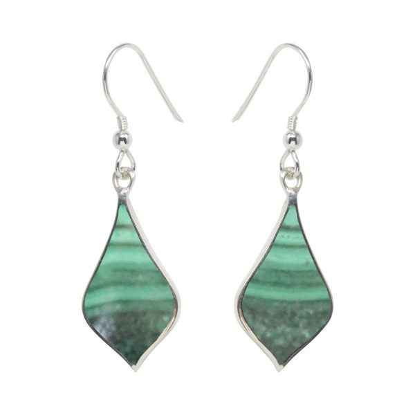 Silver Malachite Drop Earrings