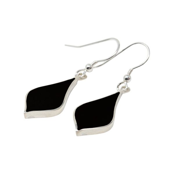 Silver Whitby Jet Drop Earrings