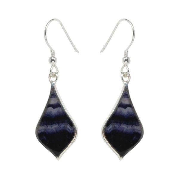 White Gold Blue John Drop Earrings