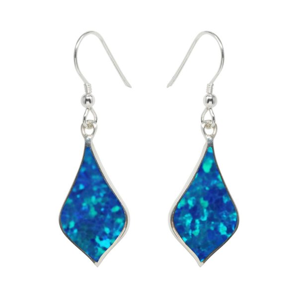 White Gold Opalite Cobalt Blue Drop Earrings