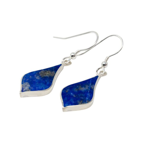 White Gold Lapis Drop Earrings