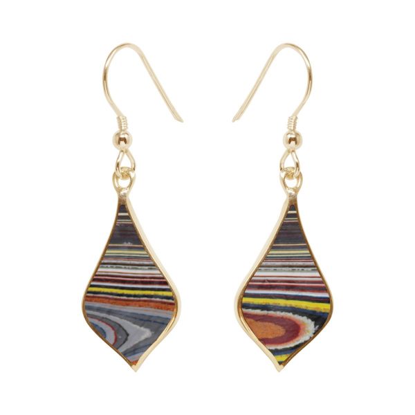 Gold Fordite Drop Earrings