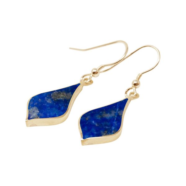 Gold Lapis Drop Earrings