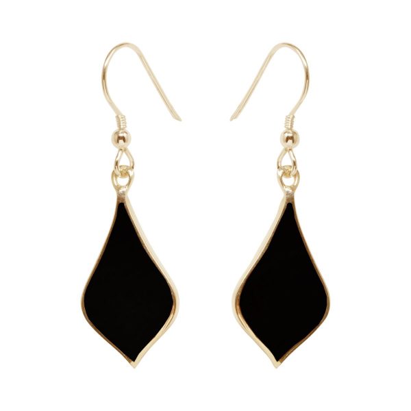 Gold Whitby Jet Drop Earrings